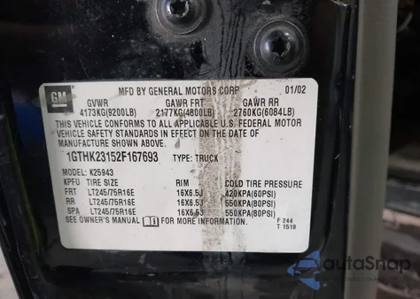 2002 GMC Sierra 2500Hd Sl из США, поврежденный, VIN 1GTHK23152F167693